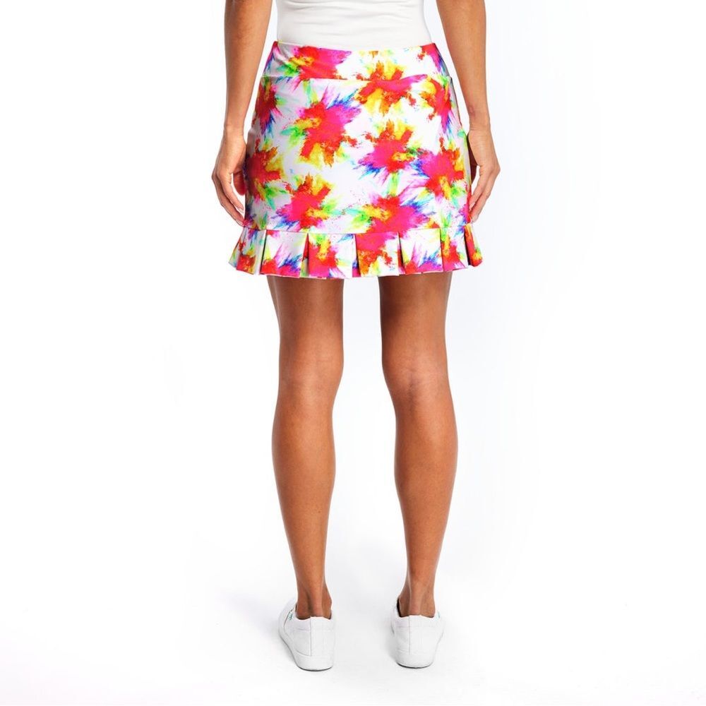 Tzu Tzu Samba Neon Splash Athletic Athleisure Preppy Pleated Sport Golf Skort M - Picture 2 of 11